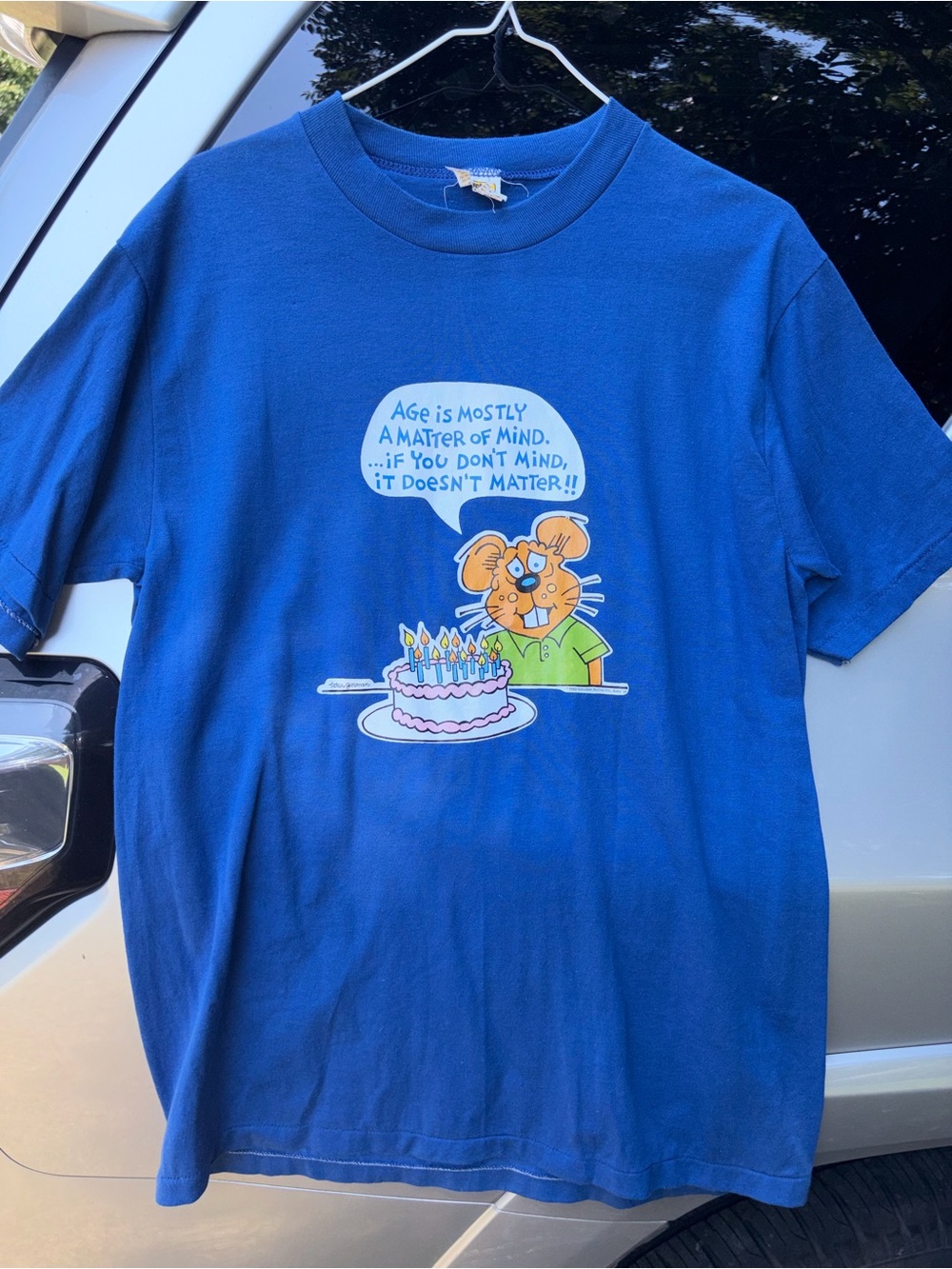 Vintage single stitch happy Birthday funny shirt dated 1980